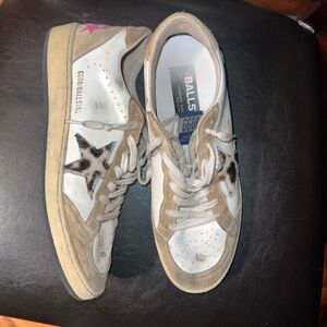 Golden Goose White and Brown Star Sneakers